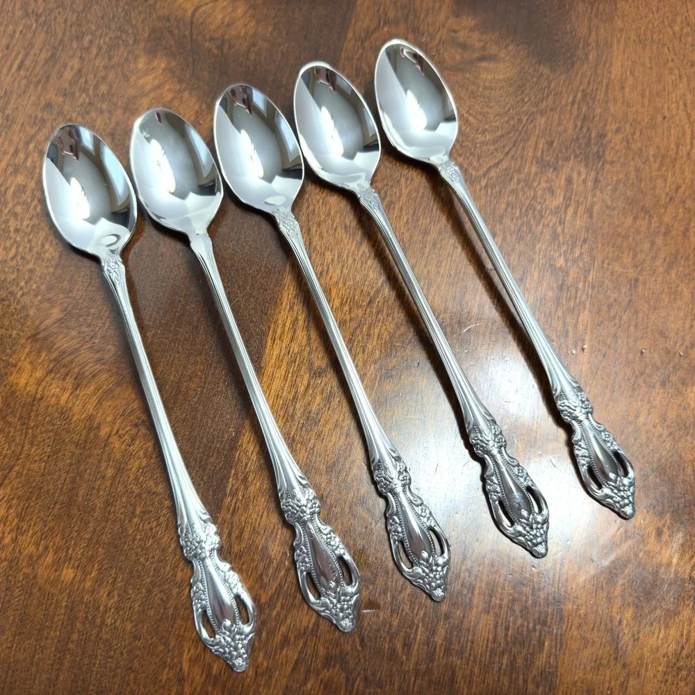 Oneida USA SAMANTHA Stainless Steel Flatware Lot of 5 Iced Tea Spoons